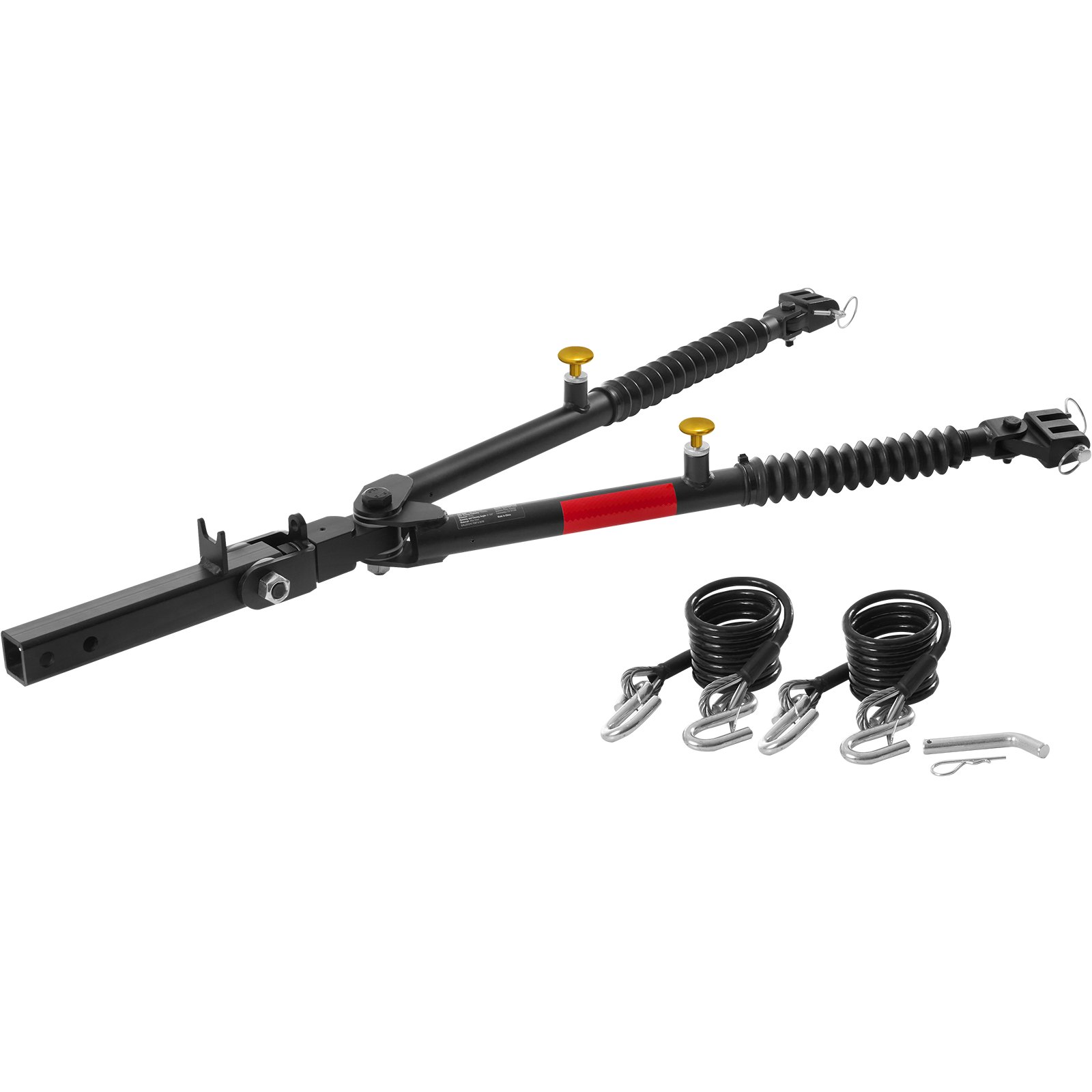 VEVOR Tow Bar, 3401 kg Towing Capacity with Ropes, Powder-Coating Alloy Steel Bumper-Mounted Universal Towing Bar with Max 1320 mm Telescopic Rod, Fits 50.8 mm Connector, for RV Car Trailer Truck