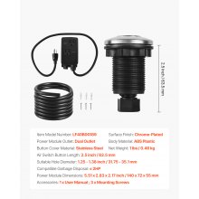 VEVOR Garbage Disposal Air Switch Kit Dual Outlet Sink Top Waste Disposal Switch