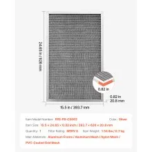 16x25x1 Aluminum Electrostatic Air Filter MERV 8 Actual 15.5x24.65x0.82
