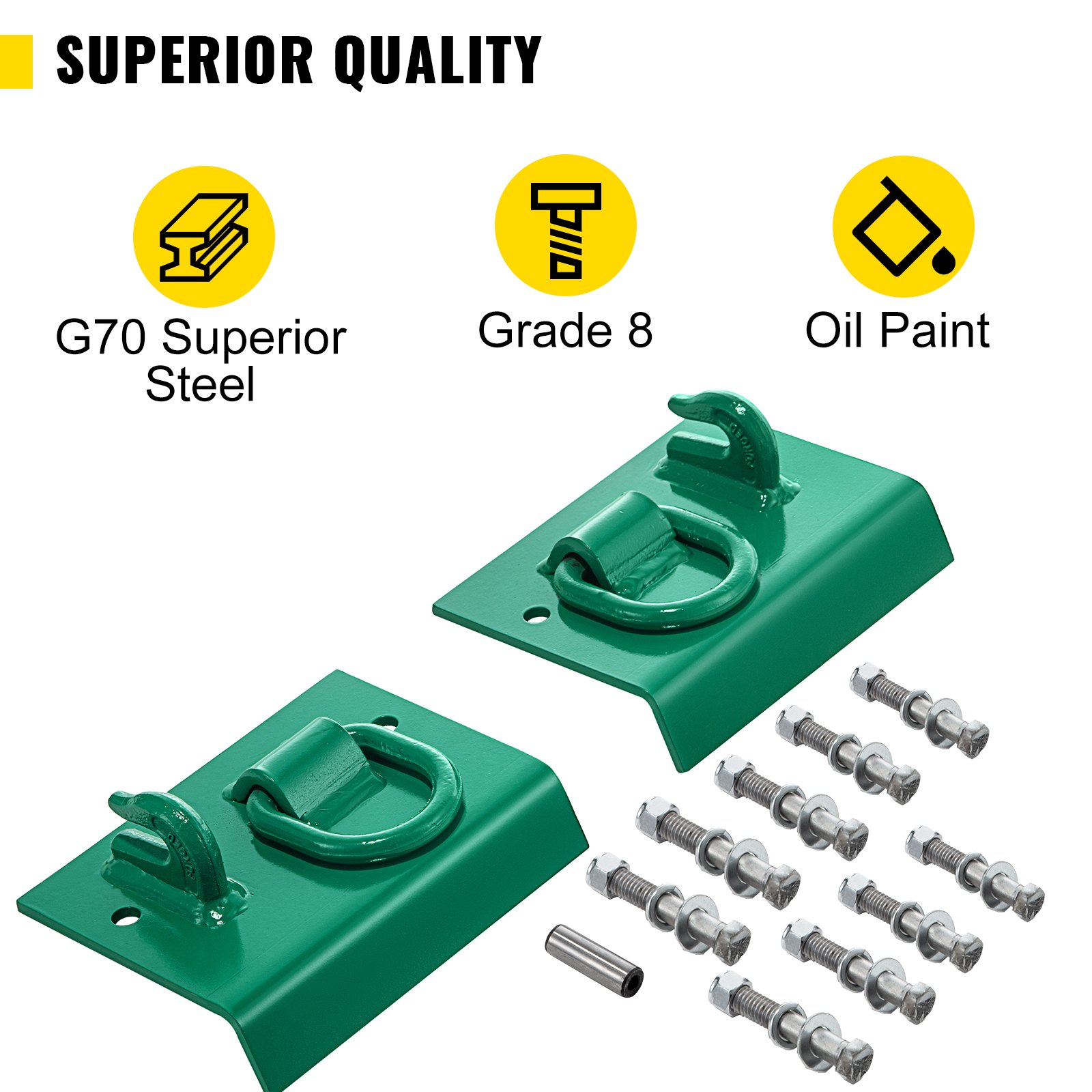 VEVOR Tractor Bolt on Hooks, 1/4" Bolt on Grab Hooks, 4700LBS G70 Forged Bolt on Hooks for Tractor Bucket with 1/2" Shackles, Work Well for Tractor Bucket, RV, UTV, Truck Hardware Included