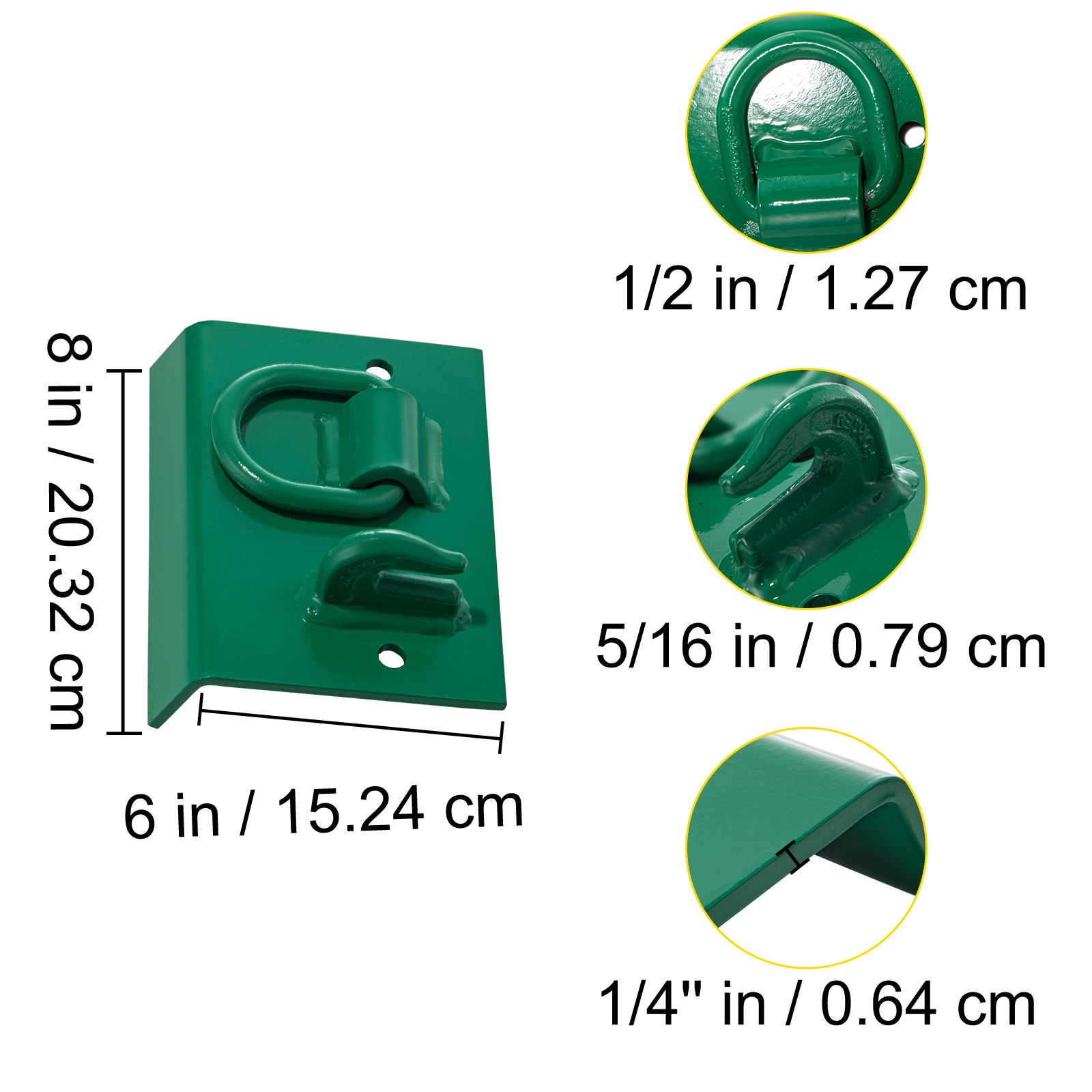 VEVOR Tractor Bolt on Hooks, 1/4" Bolt on Grab Hooks, 4700LBS G70 Forged Bolt on Hooks for Tractor Bucket with 1/2" Shackles, Work Well for Tractor Bucket, RV, UTV, Truck Hardware Included