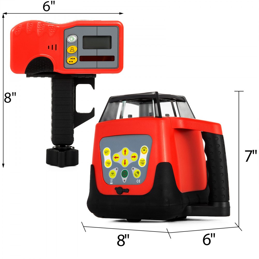VEVOR Laser Level Rotary Self Leveling Measuring Automatic Rotating with Receiver Remote Control Carrying Case (Green Beam)