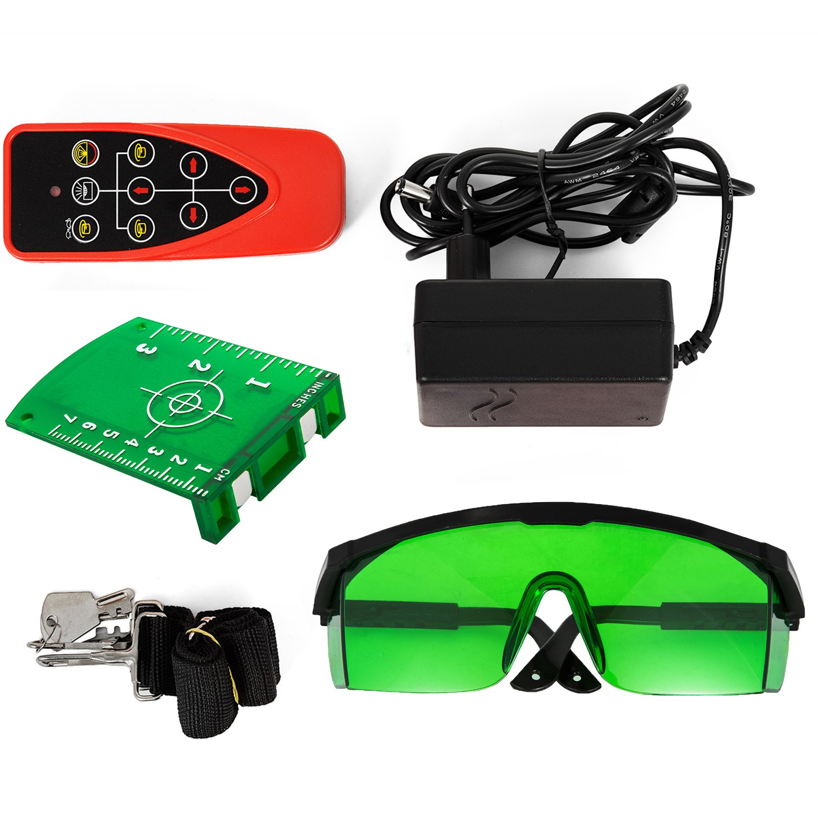 VEVOR Laser Level Rotary Self Leveling Measuring Automatic Rotating with Receiver Remote Control Carrying Case (Green Beam)
