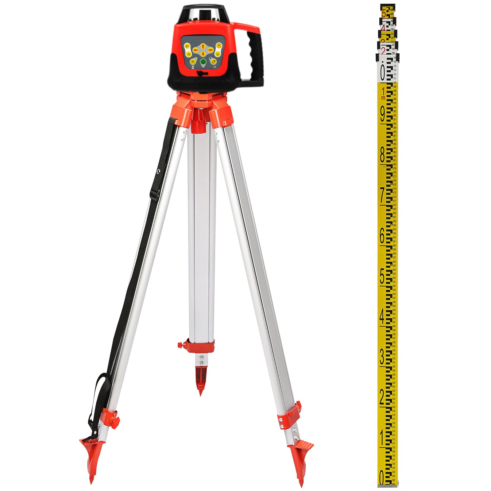 Sada VEVOR Green Rotary Laser Level Set s nastavitelným stativem a 5M tyčí, dosah 500 m, 360° rotační skenování, sada samonivelačního laserového nivelačního systému, pro stavební projekci