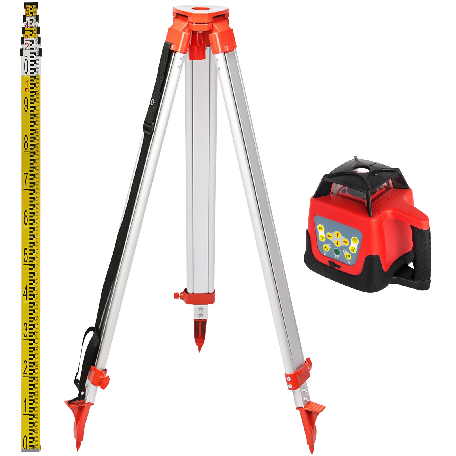 Sada VEVOR Green Rotary Laser Level Set s nastavitelným stativem a 5M tyčí, dosah 500 m, 360° rotační skenování, sada samonivelačního laserového nivelačního systému, pro stavební projekci