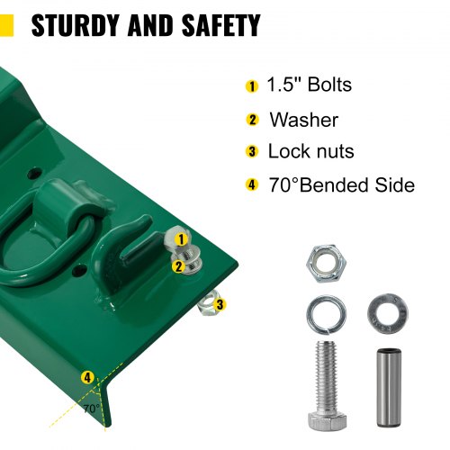 VEVOR Tractor Bolt on Hooks, 1/4" Compact Bolt on Grab Hooks, Max 4700LBS G70 Forged Bolt on Hooks for Tractor Bucket w/ 1/2" Shackles, Work Well for Tractor Bucket, RV, UTV, Truck Hardware Include