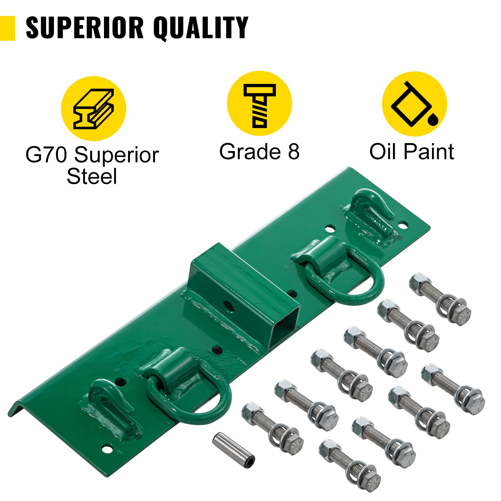 VEVOR Tractor Bolt on Hooks, 1/4\" Compact Bolt on Grab Hooks, Max 4700LBS G70 Forged Bolt on Hooks for Tractor Bucket with 1/2\" Shackles, Work Well for Tractor Bucket, RV, UTV, Truck Hardware Includ