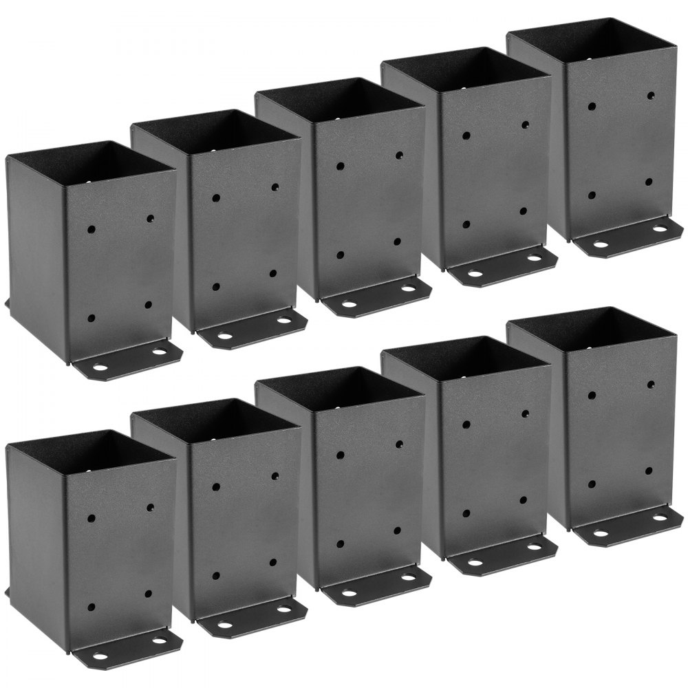 VEVOR VEVOR 4 x 4 Post Base 10 PCs, Deck Post Base 3.6 x 3.6 inch, Post  Bracket 2.5 lbs Fence Post Anchor Black Powder-Coated Deck Post Base with  Thick Steel for