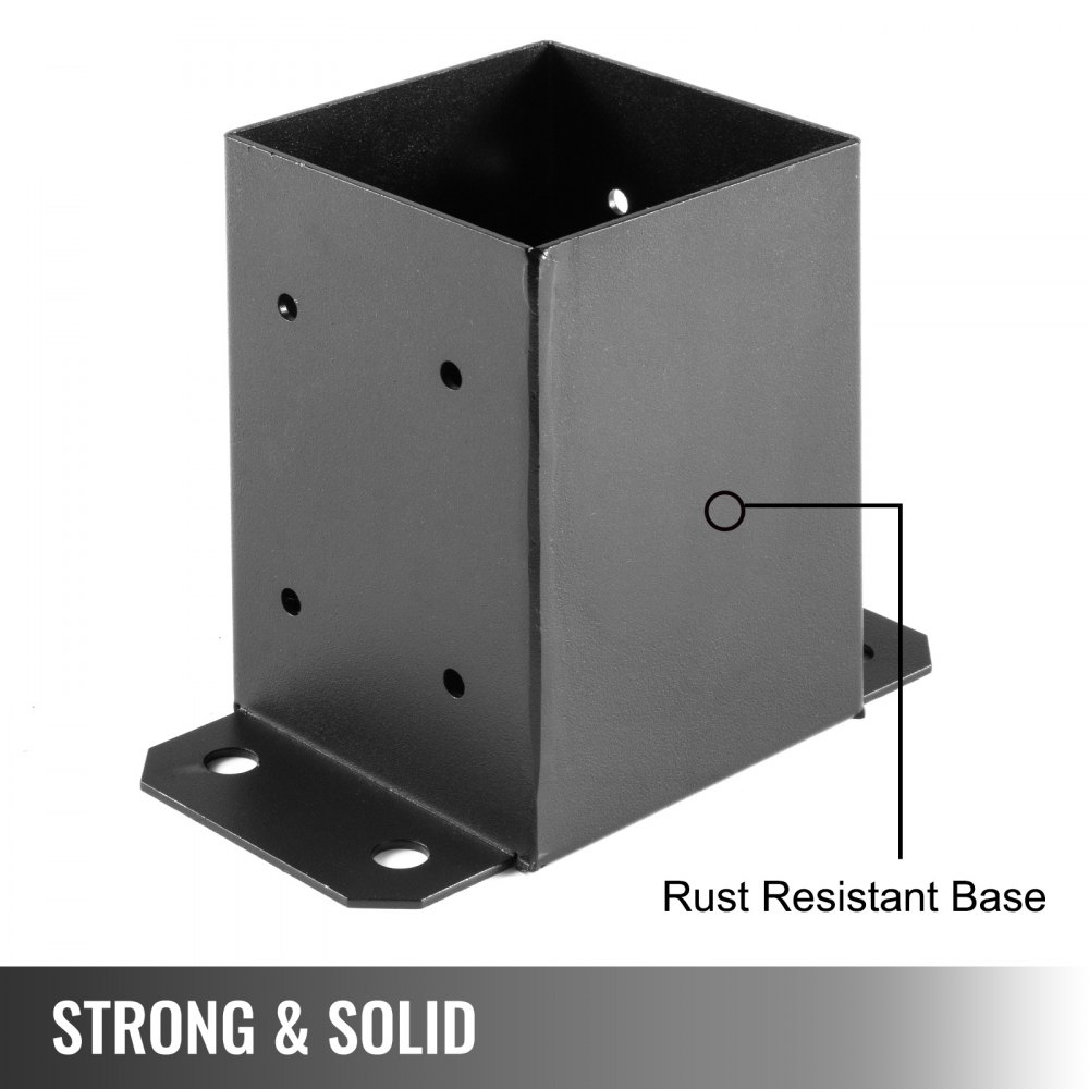 VEVOR 4 x 4 Post Base 10 PCs, Deck Post Base 3.6 x 3.6 inch, Post Bracket 2.5 lbs Fence Post Anchor Black Powder-Coated Deck Post Base with Thick Steel for Deck Supports Porch Railing Post Holders