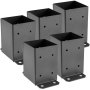 VEVOR 5 PCs 4 x 4  Post Base , Deck Post Base 3.6 x 3.6 inch, Post Bracket 2.5 lbs, Fence Post Anchor Black Powder-Coated Deck Post Base with Thick Steel for Deck Supports Porch Railing Post Holders