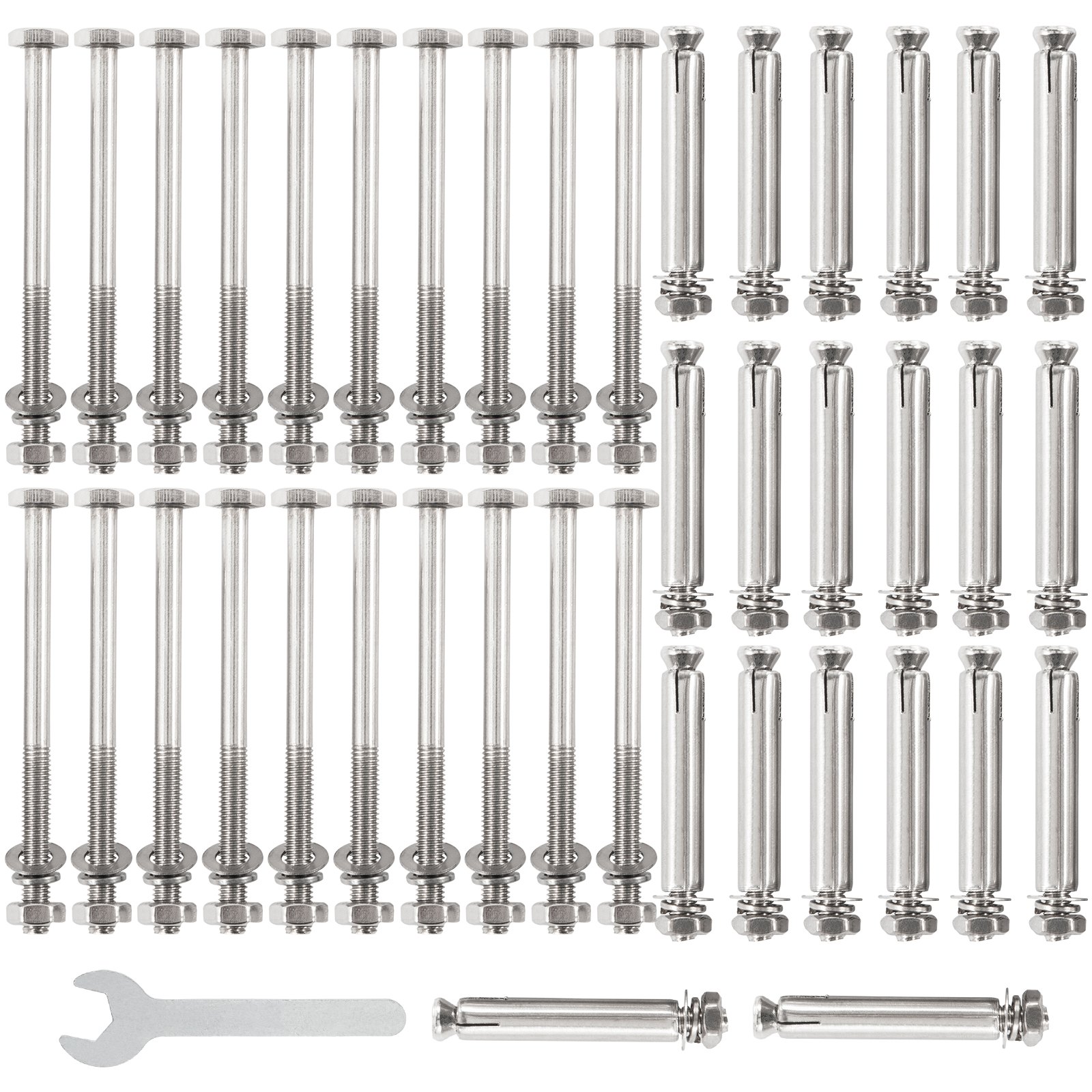 VEVOR Standoff Post Base 6 x 6"(Inner Size:5.71 x 5.2") 10 PCS Stainless Steel Adjustable Post Base Adjustable Post Anchor with Fiber Drawing Surface and Full Set of Accessories for Rough Size Lumber