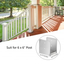 VEVOR Standoff Post Base Inner Size 5.71 x 5.2" (Use for 6 x 6") 316 Stainless Steel Adjustable Post Base Post Anchor with Fiber Drawing Surface and Full Set of Accessories for Rough Size Lumber