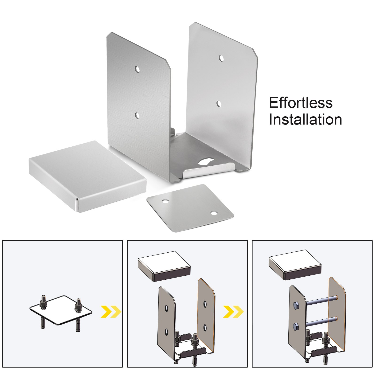 VEVOR Standoff Post Base 6x6 Inch Adjustable Post Base Post Mender Offers Moisture Protection Adjustable Post Anchor with Fiber Drawing Surface and Full Set of Accessories for Rough Size Lumber