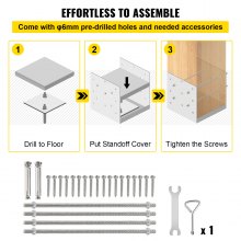 VEVOR Standoff Post Base 203x203mm Adjustable Post Base Post Mender Offers Moisture Protection Adjustable Post Anchor with Fiber Drawing Surface and Full Set of Accessories for Rough Size Lumber