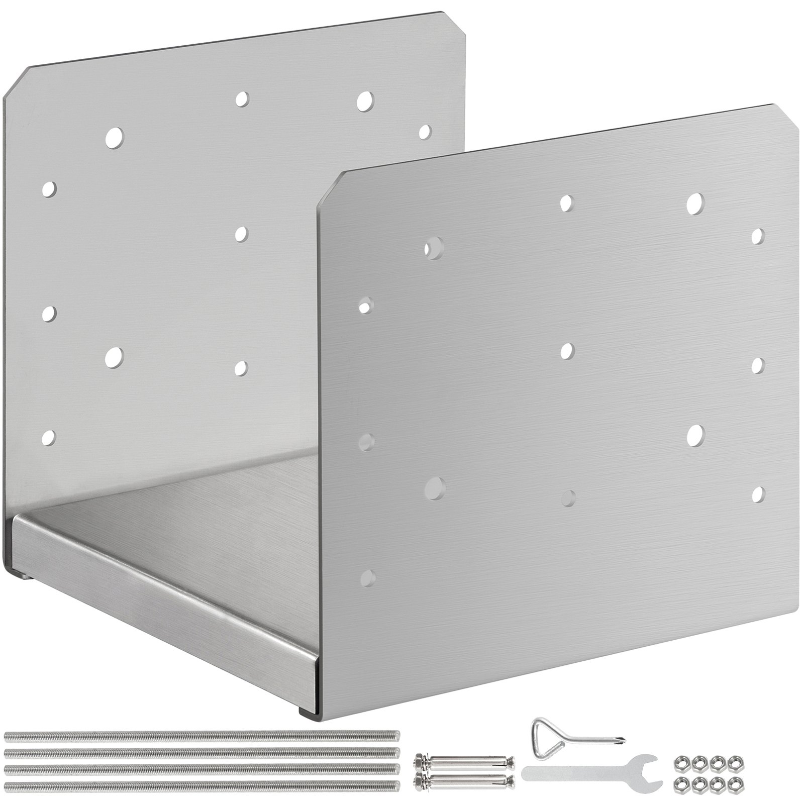 VEVOR Standoff Post Base 8x8 Inch Adjustable Post Base Post Mender Offers Moisture Protection Adjustable Post Anchor with Fibre Drawing Surface and Full Set of Accessories for Rough Size Lumber (1pc)
