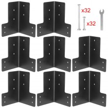 VEVOR Workbench Corner Brackets 8 PCs Shop Table Bracket Kit 48LBS Shop Table Corner Brackets 4 mm Right Angle Black Galvanized Steel Elevated Platform Brackets for Heavy-Duty Deck Edge Work Bench