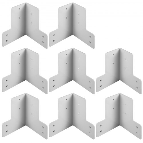 VEVOR Workbench Corner Brackets 8 PCs Shop Table Bracket Kit 48 LBS Shop Table Corner Brackets 4 mm Right Angle White Color Galvanized Steel Elevated Platform Brackets for Deck Edge and Work Bench