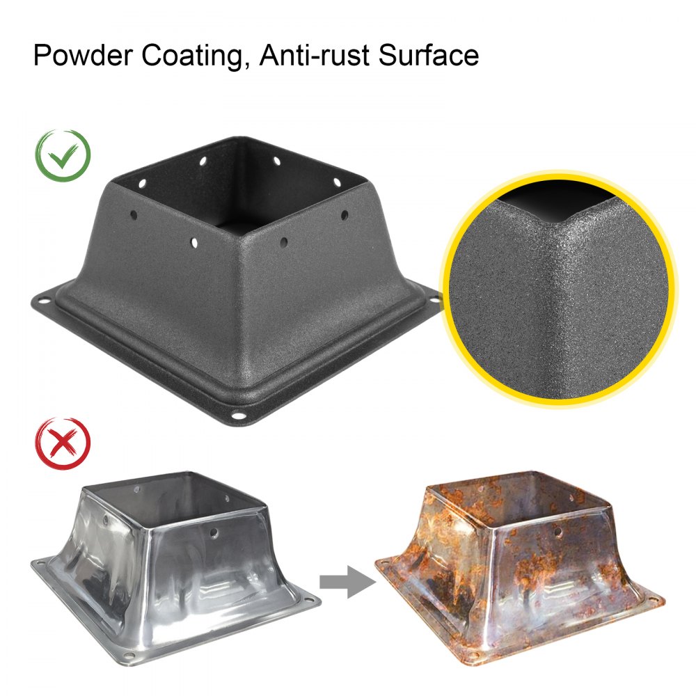 VEVOR Deck Post Base 20 PCS Post Base Skirt 4 x 4 Inch Post Support Flange 2.5 LBS Deck Post Skirt Black Powder-Coated Decking Post Base with Thick Steel for Deck Supports Porch Railing Post Holders
