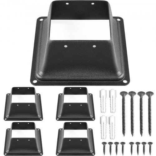 VEVOR Deck Post Base 5 PCS Post Base Skirt 4 x 4 Inch Post Support Flange 2.5 LBS Deck Post Skirt Black Powder-Coated Decking Post Base with Thick Steel for Deck Supports Porch Railing Post Holders