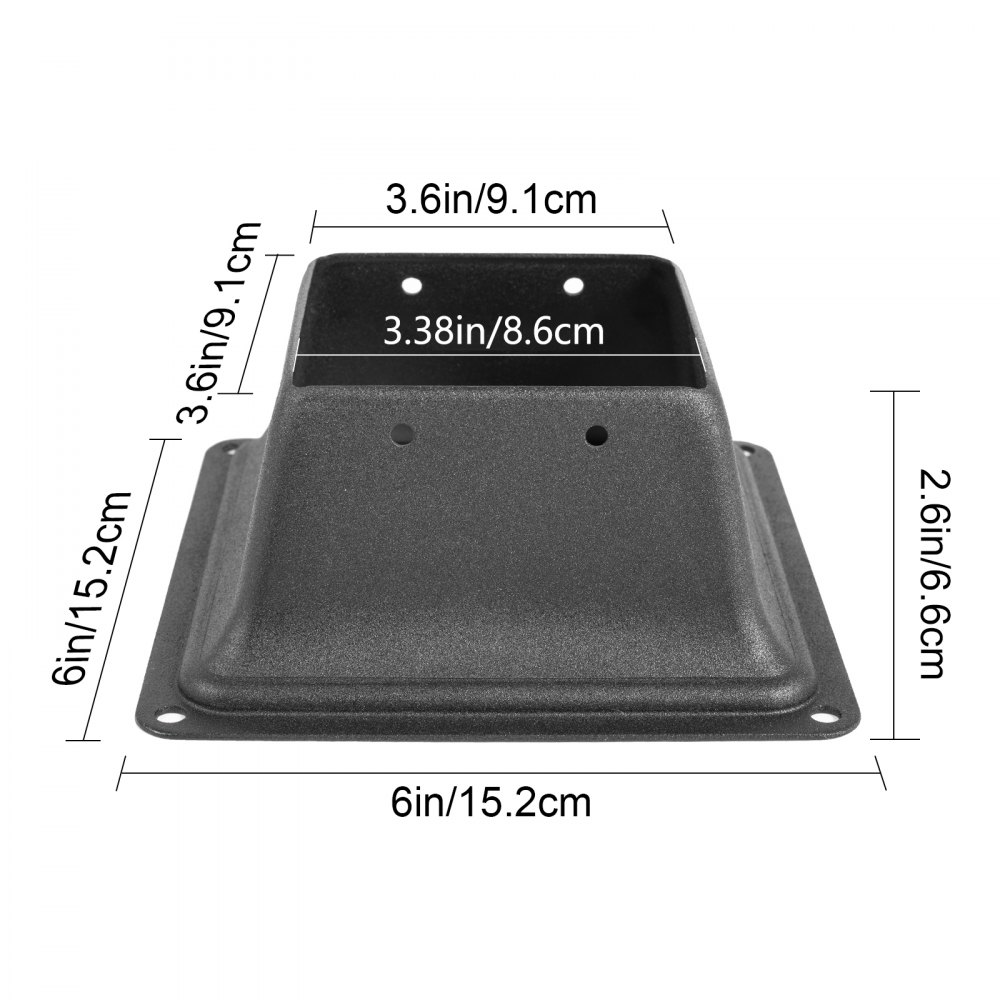 VEVOR Deck Post Base 5 PCS Post Base Skirt 4 x 4 Inch Post Support Flange 2.5 LBS Deck Post Skirt Black Powder-Coated Decking Post Base with Thick Steel for Deck Supports Porch Railing Post Holders