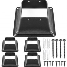 VEVOR Deck Post Base 5 PCS Post Base Skirt 4x4\" (Actual 3.38x3.38\") Post Support Flange 2.5LBS Deck Post Skirt Black Powder-Coated Decking Post Base with Thick Steel for Deck Supports Porch Railings