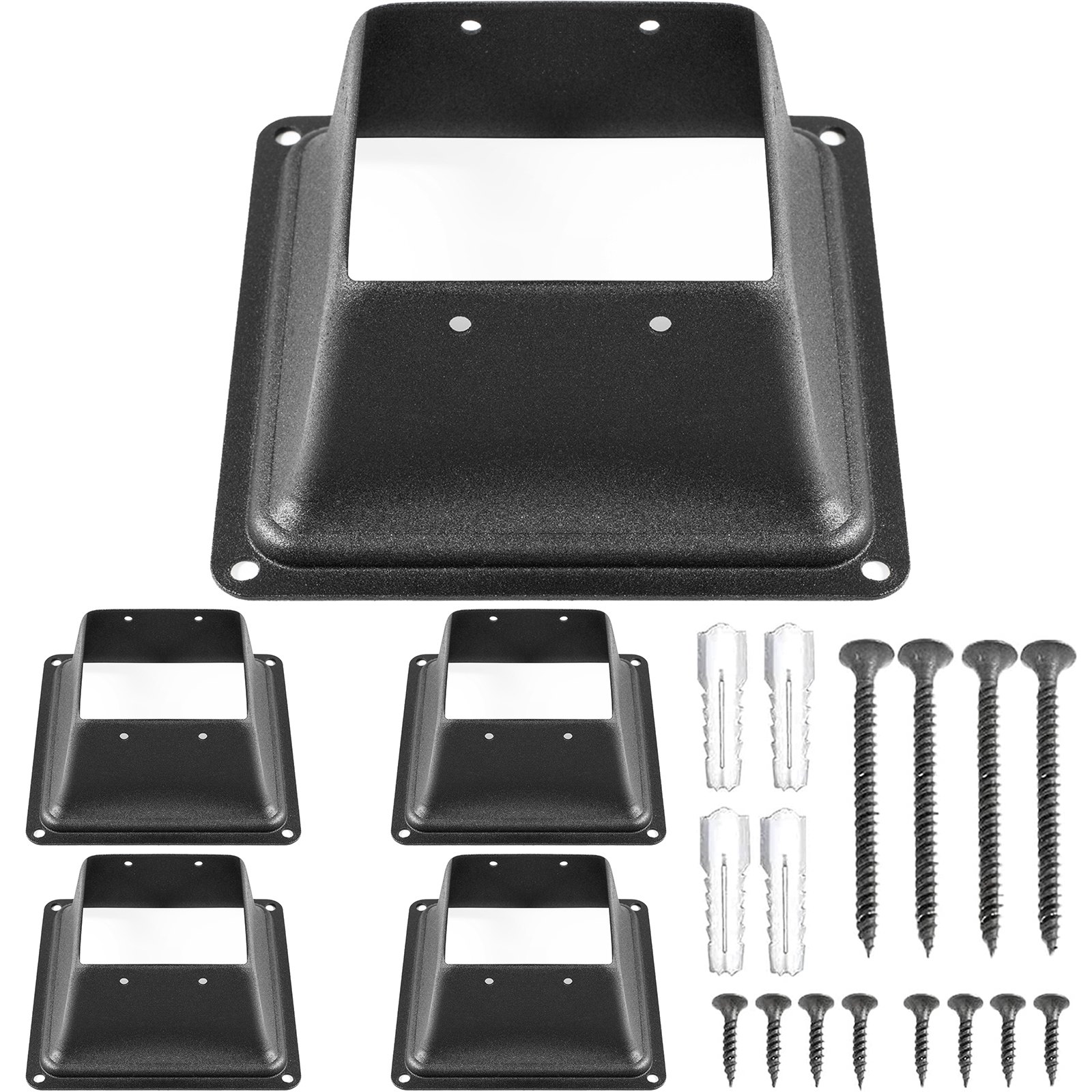 VEVOR Deck Post Base 5 PCS Post Base Skirt 4 x 4 Inch Post Support Flange 2.5 LBS Deck Post Skirt Black Powder-Coated Decking Post Base with Thick Steel for Deck Supports Porch Railing Post Holders
