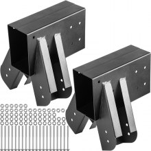 VEVOR Support de balançoire 9,84" Support de balançoire Construction de cadre en A Matériel de fer avec revêtement en poudre noire Kit de support d'extrémité de balançoire pour 2 pieds (4x4") et 1 poutre (4x6") - 2 pièces