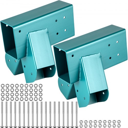 VEVOR Swing Set Bracket 12" Swing Bracket A-Frame Construction Swing Set Hardware Iron Material with Green Powder Coated DIY Swing Set End Bracket Swing Set Kit for 2 (4x4") Legs & 1 (4x6") Beam-2 PCS