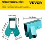 VEVOR swing set bracket dimensions and specifications, teal and yellow design.