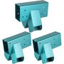 three blue VEVOR swing set brackets with multiple holes for easy installation.