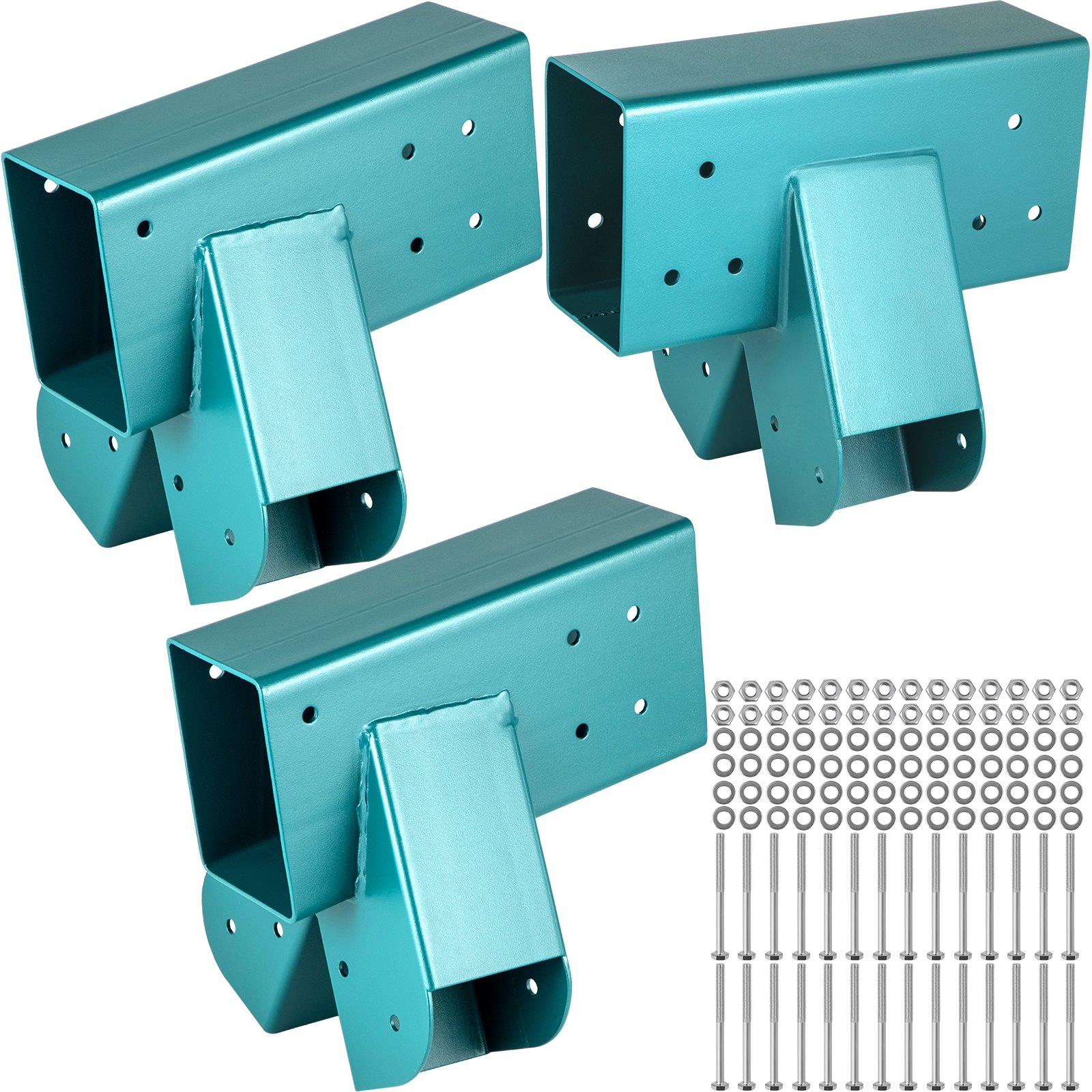 VEVOR Swing Set Bracket, 3 PCs 12" Swing Bracket, A-Frame Construction Swing Set Hardware, Iron Material with Green Powder Coated DIY Swing Set Brackets Kit, Swing Set Kit for 2(4x4) Legs 1(4x6) Beam