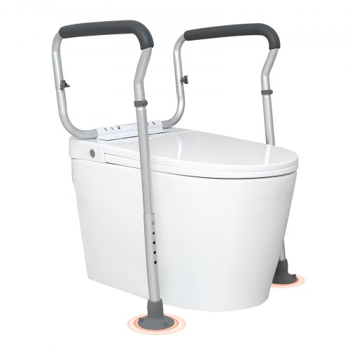 VEVOR Toilet Safety Rail, Bathroom Toilet Seat Frame, Adjustable Width & Height Fit Most Toilets, Supports 136 kg, Toilet Handles Grab Bars with Padded Armrests for Handicap, Disabled, Seniors
