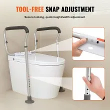 VEVOR Toilet Safety Rail, Bathroom Toilet Seat Frame, Adjustable Width & Height Fit Most Toilets, Supports 300lbs, Toilet Handles Grab Bars with Padded Armrests for Handicap, Disabled, Seniors
