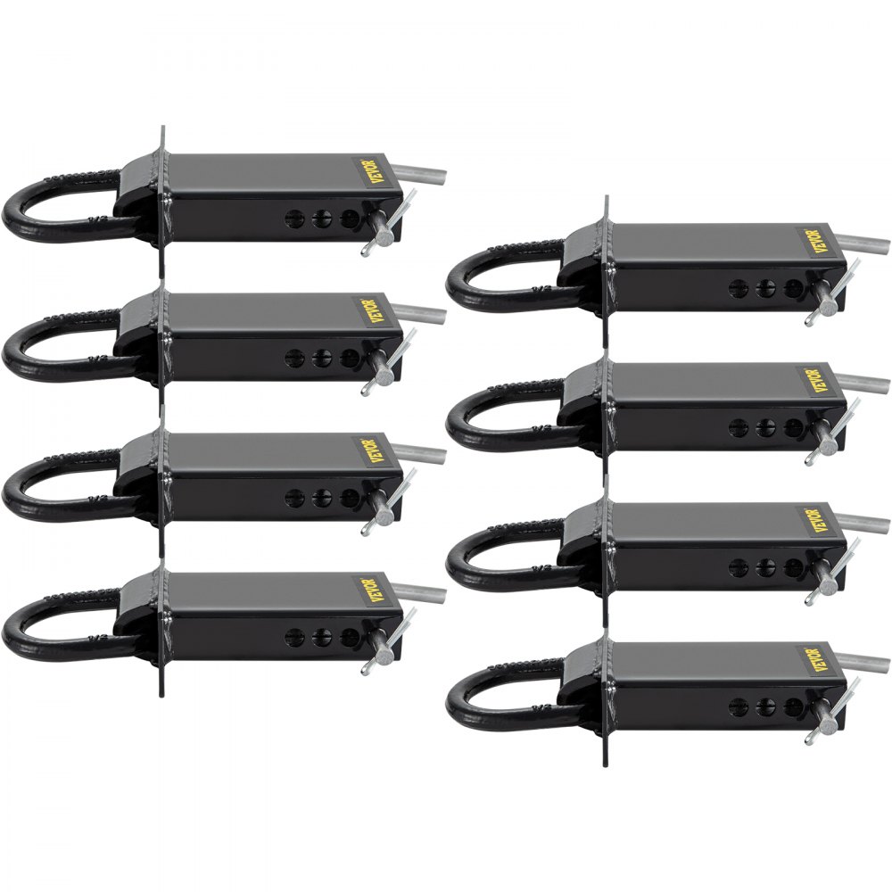 VEVOR Stake Pocket D Ring, 8 Pack Heavy Duty Adjustable D Rings w/ 4000 lbs Secure Working Capacity & 4 Holes for Height Adjustment, Removable Tie Down Utility for Flatbed Cargo Trucks, Black