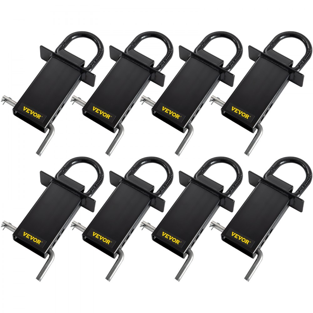 VEVOR Stake Pocket D Ring, 8 Pack Heavy Duty Adjustable D Rings w/ 4000 lbs Secure Working Capacity & 4 Holes for Height Adjustment, Removable Tie Down Utility for Flatbed Cargo Trucks, Black