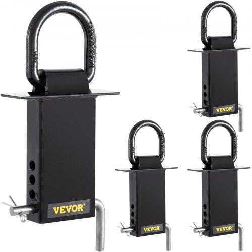 VEVOR Stake Pocket D Ring, 4 Pack Heavy Duty Adjustable D Rings w/ 4000 lbs Secure Working Capacity & 3 Holes for Height Adjustment, Removable Tie Down Utility for Flatbed Cargo Trucks, Black