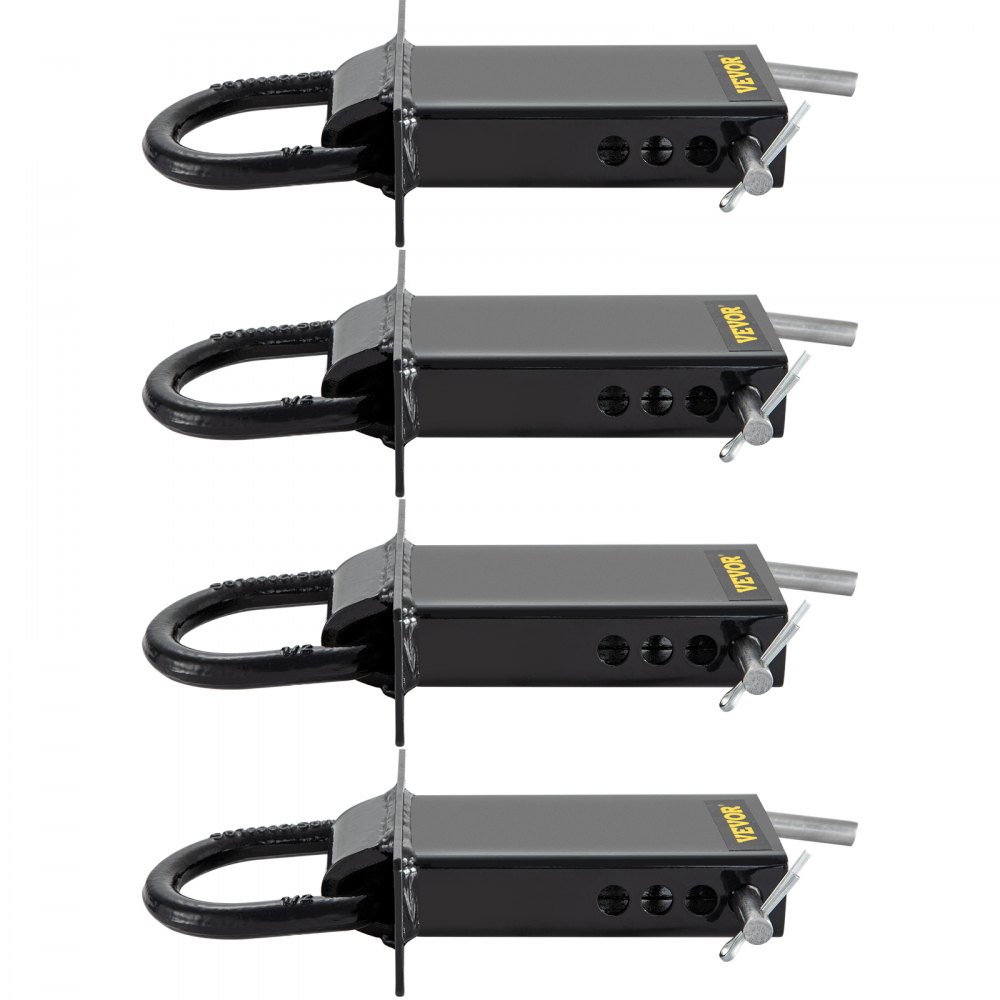 VEVOR Stake Pocket D Ring, 4 Pack Heavy Duty Adjustable D Rings w/ 4000 lbs Secure Working Capacity & 4 Holes for Height Adjustment, Removable Tie Down Utility for Flatbed Cargo Trucks, Black