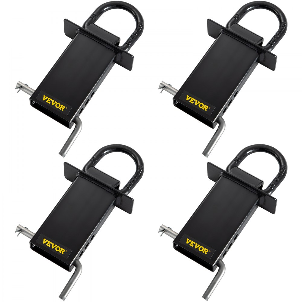 VEVOR Stake Pocket D Ring, 4 Pack Heavy Duty Adjustable D Rings w/ 4000 lbs Secure Working Capacity & 4 Holes for Height Adjustment, Removable Tie Down Utility for Flatbed Cargo Trucks, Black