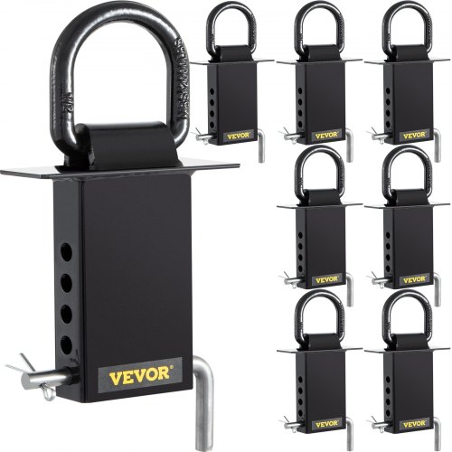 VEVOR Stake Pocket D Ring, 8 Pack Heavy Duty Adjustable D Rings w/ 5400 lbs Secure Working Capacity & 5 Holes for Height Adjustment, Removable Tie Down Utility for Flatbed Cargo Trucks, Black