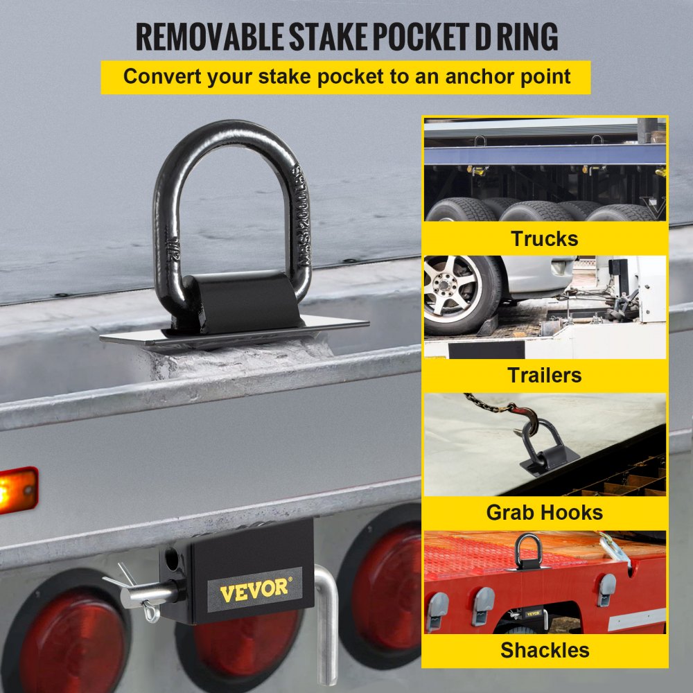 VEVOR 8 Pack Trailer Winches 5400lb 5 Pin Holes for Height Adjustment Stake Pocket, Black