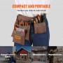 VEVOR Tool Belt, 13 Pockets, Adjusts from 29 Inches to 54 Inches, Polyester Heavy Duty Tool Pouch Bag, Detachable Tool Bag for Electrician, Carpenter, Handyman, Woodworker, Construction, Framer, Brown