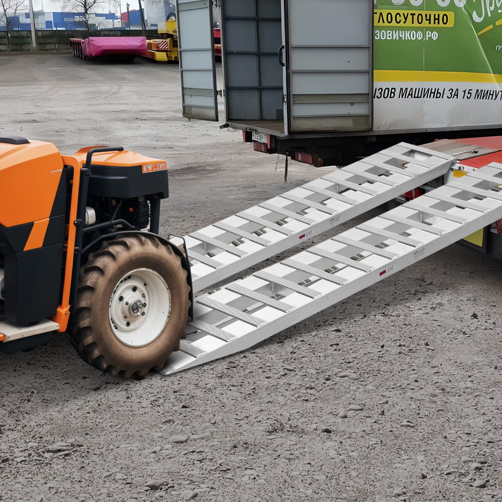 VEVOR Loading Ramps, 2 Pcs 2400 x 380 mm, Durable Aluminum and Heavy-Duty Trailer Ramp Set with Anti-Slip Plates, 2721.6 kg Combined Capacity, for Carts, Farm Tractors, ATVs, Lawn Mowers, Motorcycles