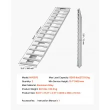 2Pcs 94 x 15 in Aluminum Loading Ramps Trailer Ramps 6000LBS for Car ATV Truck