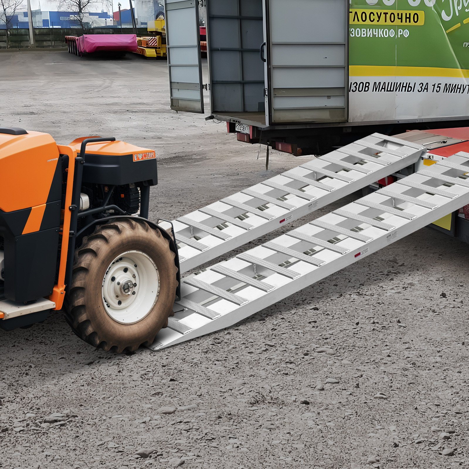 VEVOR Loading Ramps, 2 Pcs 2400 x 380 mm, Durable Aluminum and Heavy-Duty Trailer Ramp Set with Anti-Slip Plates, 2721.6 kg Combined Capacity, for Carts, Farm Tractors, ATVs, Lawn Mowers, Motorcycles