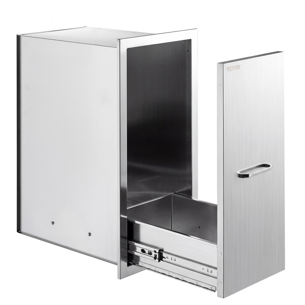 VEVOR Outdoor Kitchen Trash Drawer, 67.3 x 47 x 34.3 cm (WxHxD), No Bin, for BBQ Island Storage, Patio Bars and Grill Station, with Handle, Built-In BBQ Island Drawers Organize Cookware Accessories