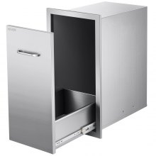 VEVOR Outdoor Kitchen Trash Drawer, 13.54"W x 19.61"D x 25.79"H Interior Storage, Multi-Purpose Outdoor Kitchen Drawers Stainless Steel, 55 lbs Max Capacity per Tier, for Outdoors BBQ Island Kitchens