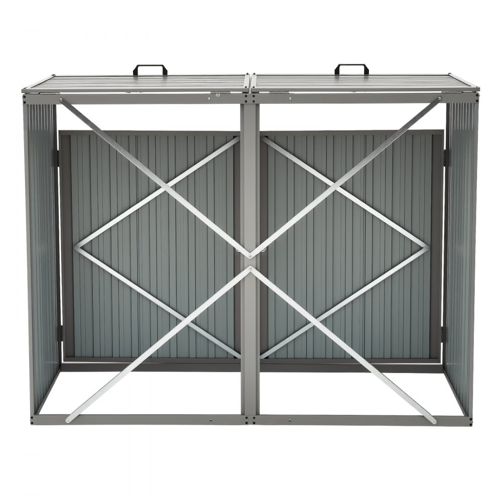 VEVOR Trash Can Storage, 2 x 52.79 Gal Trash Bin Storage Shed Outdoor, Galvanized Steel Horizontal Storage Cabinet Waterproof, Lockable Garbage Can Storage Shed, for Garden, Backyard and Patio Use