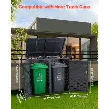 VEVOR Trash Can Storage Garbage Can Storage Shed 2 x 52.79 Gal with Chain Lid