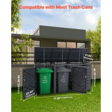 VEVOR Trash Can Storage Garbage Can Storage Shed 3 x 52.79 Gal with Chain Lid