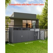 VEVOR Trash Can Storage Garbage Can Storage Shed 4 x 52.79 Gal for Trash Cans